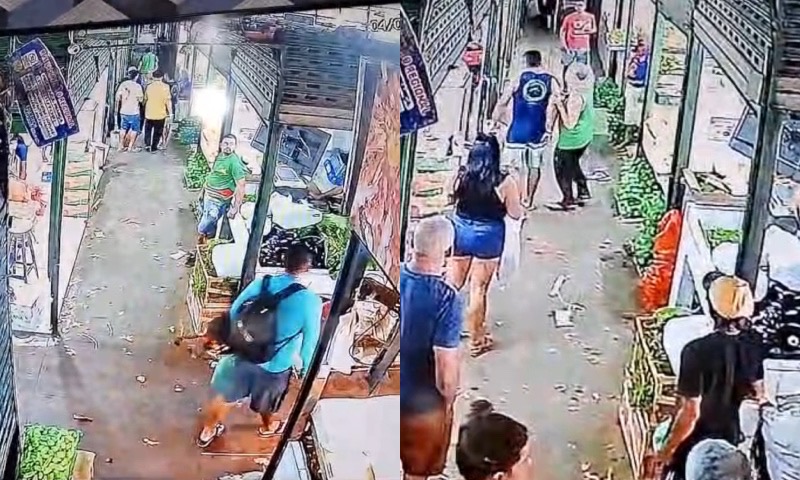 ‘Valentões’ agridem idoso na Feira da Manaus Moderna e vídeo causa revolta; veja