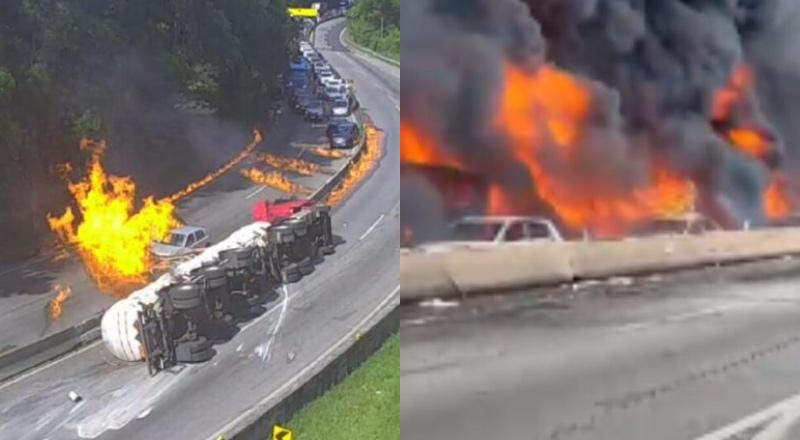 Explosão de carreta destrói 25 carros e deixa vários feridos em rodovia; veja vídeo