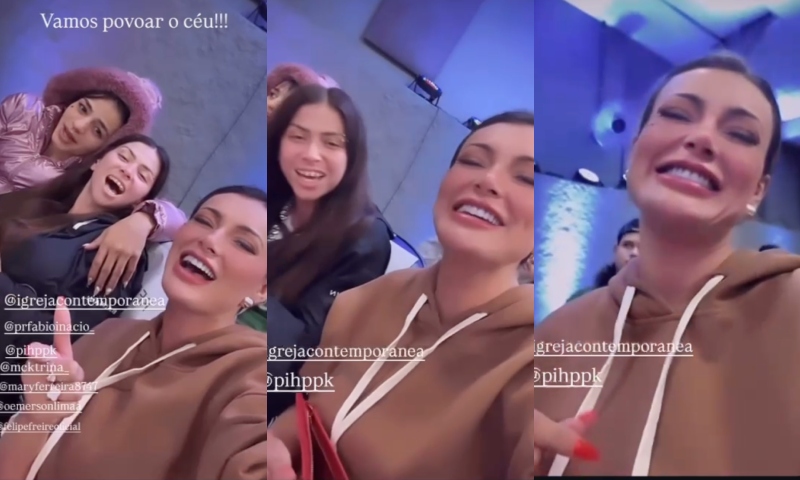 Andressa Urach e MC Pipokinha emocionam a web ao irem à igreja e compartilharem momentos cantando louvor; veja vídeo