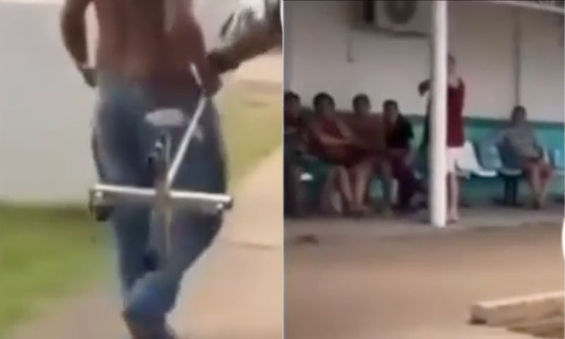 Paciente é flagrado tentando fugir com soro e acesso na veia de hospital em Itacoatiara; veja vídeo