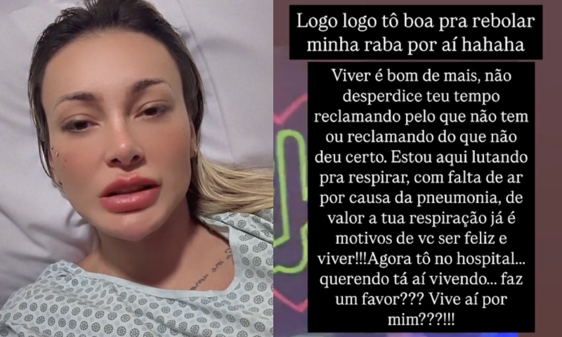 “Logo, logo tô boa para rebolar”, diz Andressa Urach após ser internada com pneumonia; veja vídeo