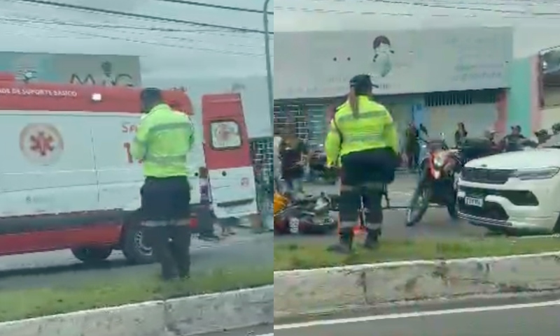 Acidente de moto na avenida Jacira Reis deixa piloto ferido em Manaus; veja vídeo