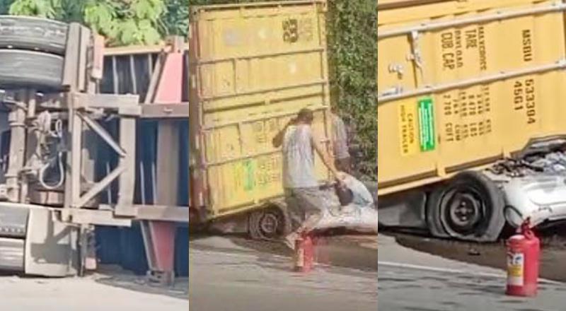 Tragédia: carreta esmaga carro e mata todos os passageiros; veja vídeo