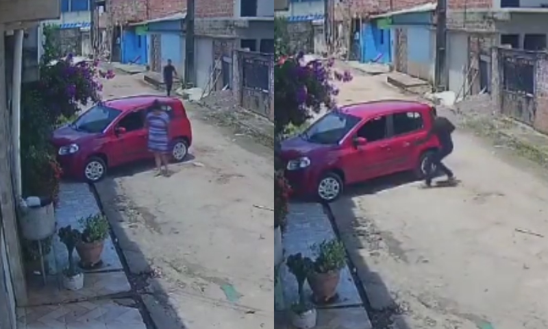 Ladrão audacioso rouba carro enquanto dona abria o portão de casa em Manaus; veja vídeo