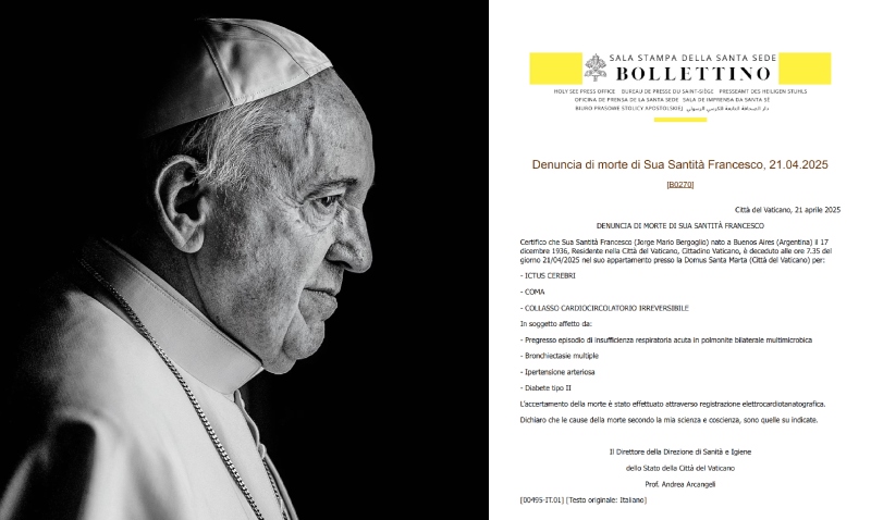 Vaticano divulga boletim médico com a causa da morte do Papa Francisco; veja na íntegra