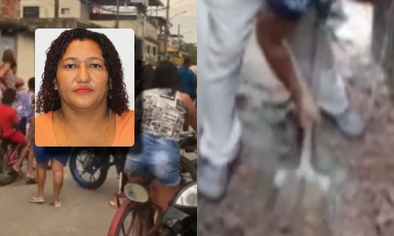 Vídeo mostra momento em que vizinhos encontram corpo de mulher concretado no quintal de casa; veja