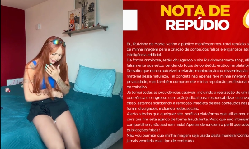 Ruivinha de Marte denuncia uso da imagem dela em conteúdos sexu4is falsos no OnlyFans criados por I.A