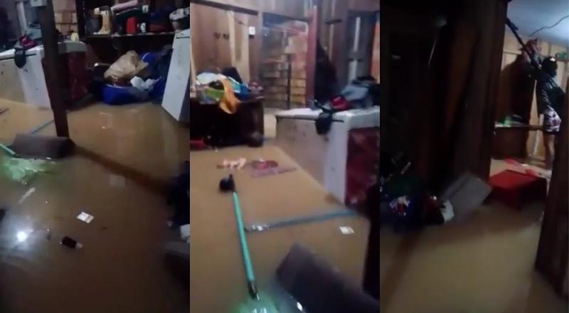 “Saímos só com a roupa do corpo”: família perde tudo após enxurrada invadir casa no Redenção; veja vídeo