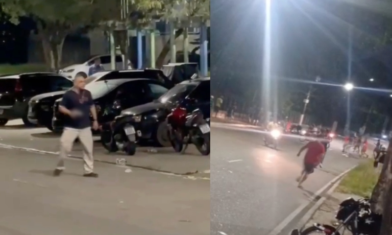 Sargento da Marinha é espancado com paus e pedras após puxar arma em briga de bar em Manaus; veja vídeo