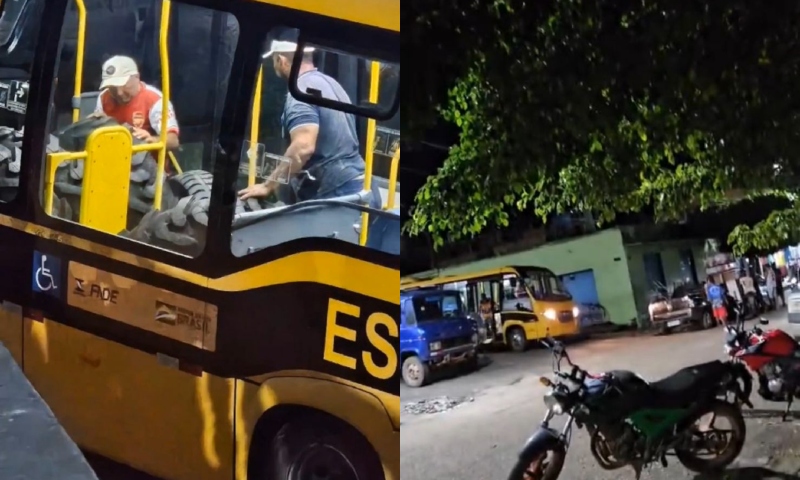 Flagrante em Borba: ônibus escolar é usado irregularmente para transportar pneus; veja vídeo