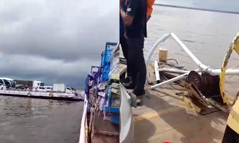 Colisão entre balsas que transportavam veículos quase provoca tragédia na travessia Careiro–Ceasa; veja vídeo