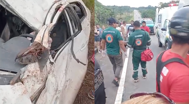 ‘Milagre no Dia das Mães’: família escapa da morte em grave acidente na AM-070; veja vídeos