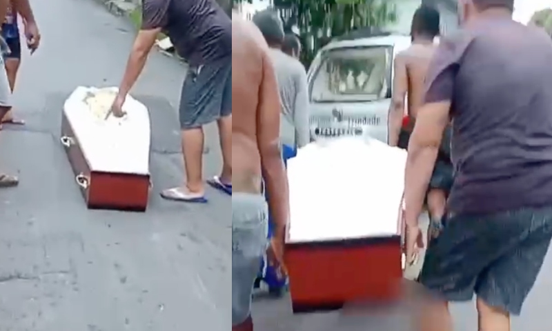 Carro de funerária sofre acidente e derruba caixão com falecido no bairro Colônia Oliveira Machado; veja vídeo