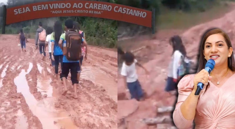 ‘Crianças na lama’: Prefeitura de Careiro Castanho gasta R$ 630 mil em shows e ignora situação dos ramais; veja vídeo