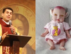 Padre se recusa a atender mulher que quer batizar baby reborn: "caso de psiquiatria"; veja