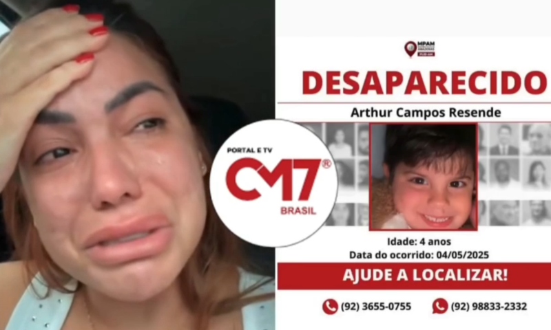 “Não aguento mais ficar longe do meu filho”: mãe faz apelo desesperado por Arthur, desaparecido há 75 dias em Manaus
