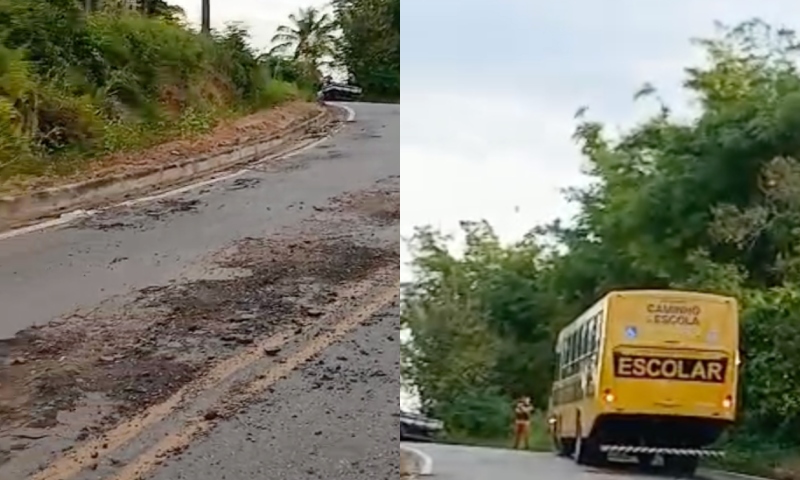 Acidente horrível: motociclista é esmagado por ônibus escolar na estrada de Coari, no Amazonas; veja vídeo