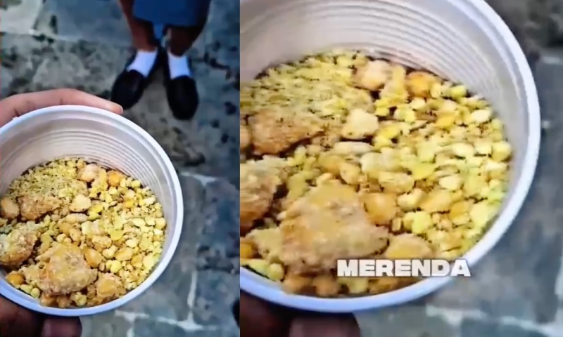 Farinha com ovo requentado é servida como única opção de merenda para alunos em Colégio Estadual de Manaus; veja vídeo