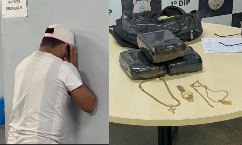 Homem que veio de Benjamin Constant para Manaus é preso com drogas e joias na saída de Ferry Boat; veja vídeo