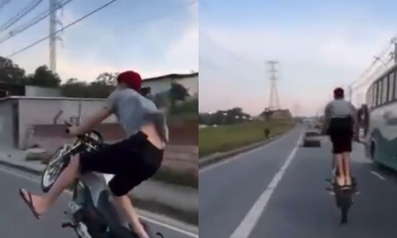 ‘Amostradinho’ é filmado andando de moto sem capacete e fazendo ‘cavalinho de pau’ em Manaus; veja vídeo