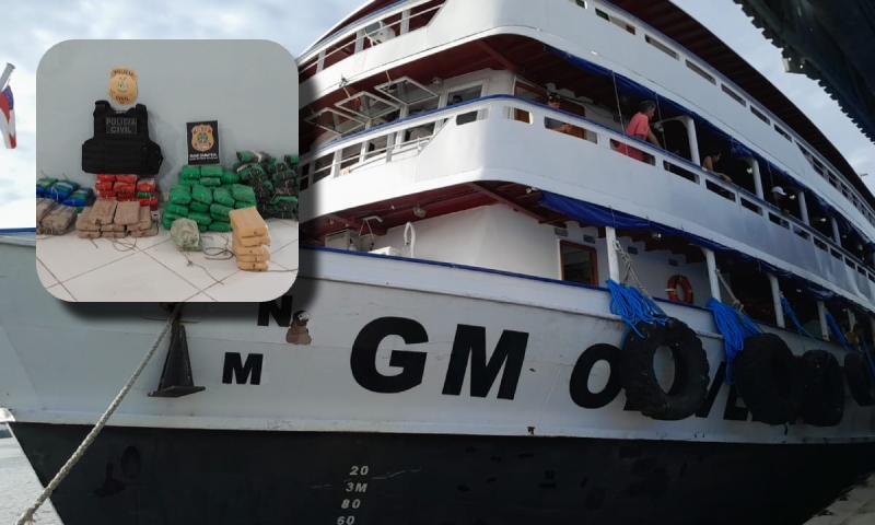 Polícia Federal e Polícia Civil apreendem 110kg de cocaína em embarcação no Amazonas