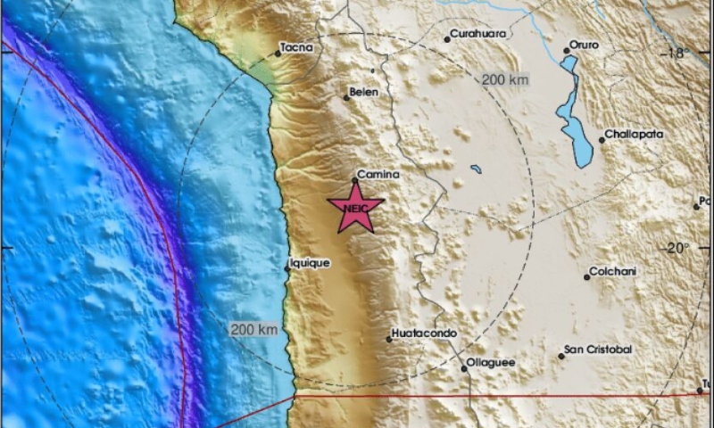 Terremoto de magnitude 5,8 é registrado na região de Tarapacá, no norte do Chile