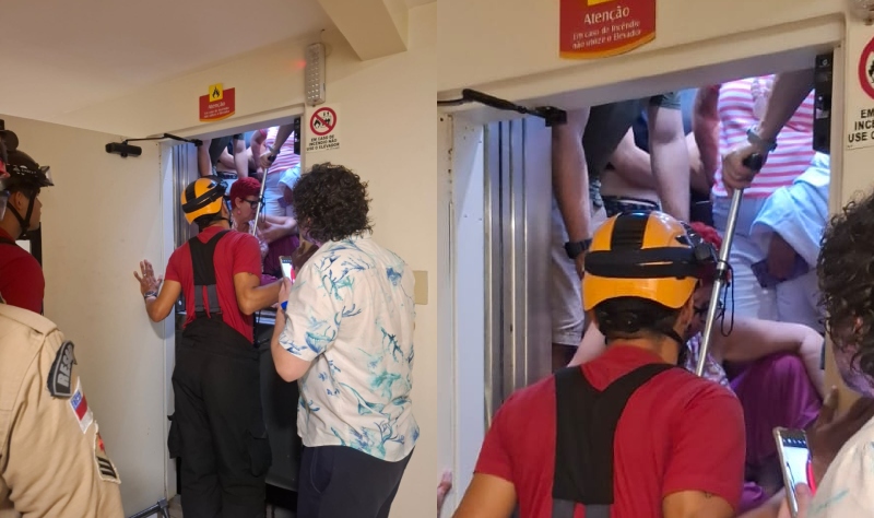 Bombeiros resgatam turistas que ficaram presos em elevador de hotel no Centro de Manaus