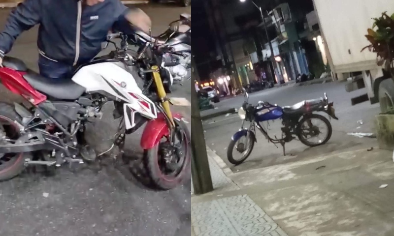 ‘A que ponto chegamos?’: bandidos roubam motores de motos estacionadas na rua e ninguém faz nada; veja vídeo