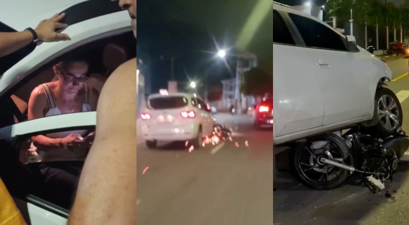 Mulher arrasta moto por mais de 1km após acidente no Parque 10; veja vídeo