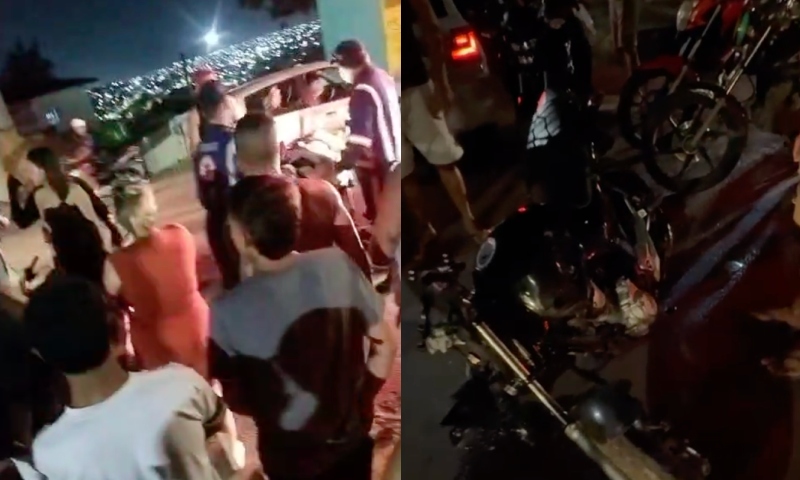 Vídeo desesperador mostra casal gravemente ferido após colidir moto com carro de aplicativo em Manaus; veja