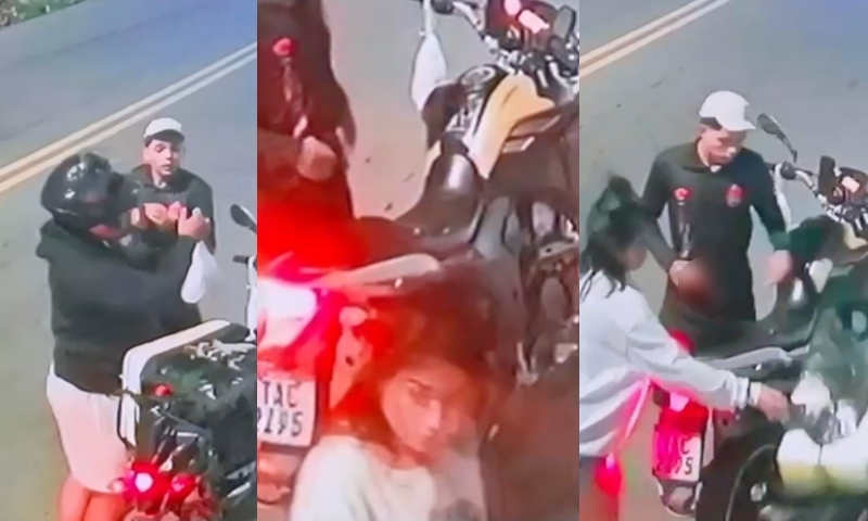 Revoltante: ‘Arlequina’ e ‘Coringa’ assaltam e humilham motoboy que fazia entrega em Manaus; veja vídeo