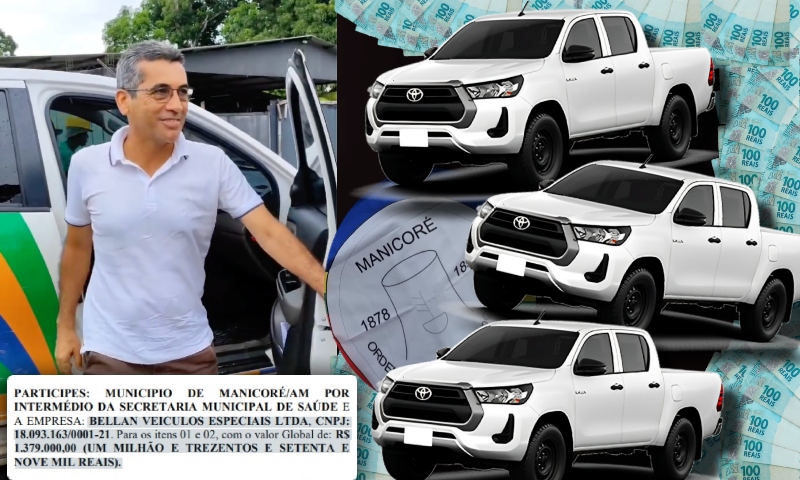 Prefeito de Manicoré gasta R$ 1,3 milhão com empresa do Paraná para aluguel de veículos Hilux