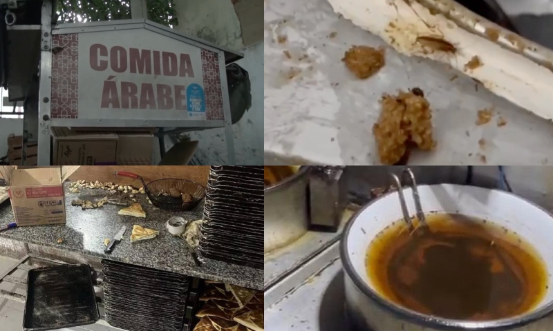 “Baratas, moscas, óleo podre e mofo”: fábrica clandestina de salgados árabes é fechada pela polícia; veja vídeo