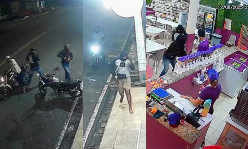 Assaltantes ‘tocam o terror’ em loja de açaí no bairro Planalto, em Manaus; veja vídeo