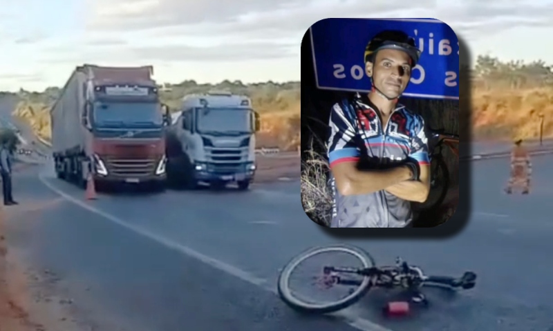 Ciclista morre esmagado por caminhão na BR-135 e condutores ficam desesperados com a cena; veja vídeo