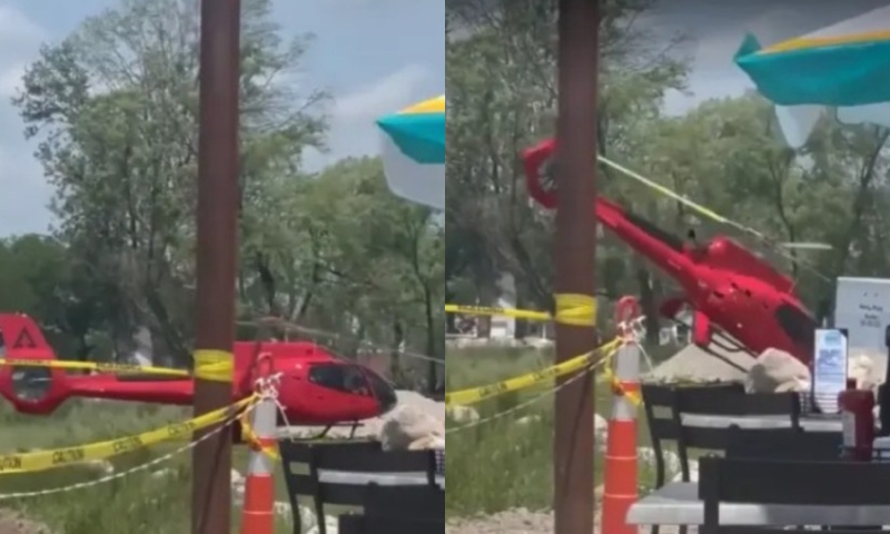 Vídeo mostra momento em que helicóptero cai em restaurante; veja
