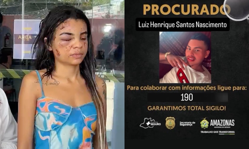 Homem que espancou e desfigurou mulher em Manaus se torna procurado da polícia; veja vídeo