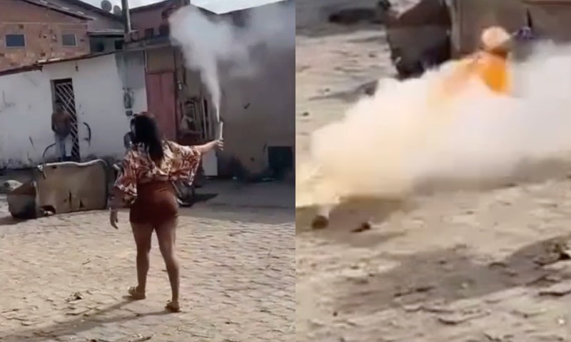 Mulher fica gravemente ferida após ser atingida no rosto por bomba de festa junina; veja vídeo