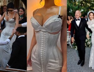 Kylie Jenner gera polêmica ao usar vestido claro e provocante no casamento de Jeff Bezos com Lauren Sánchez; veja