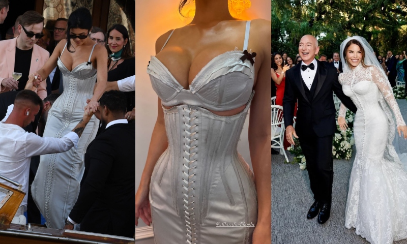 Kylie Jenner gera polêmica ao usar vestido claro e provocante no casamento de Jeff Bezos com Lauren Sánchez; veja