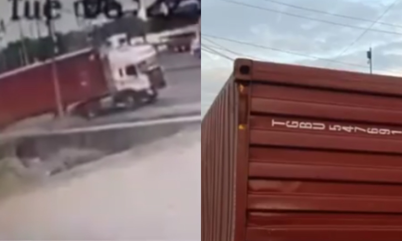 Vídeo chocante mostra momento em que mulher morre esmagada por contêiner; veja