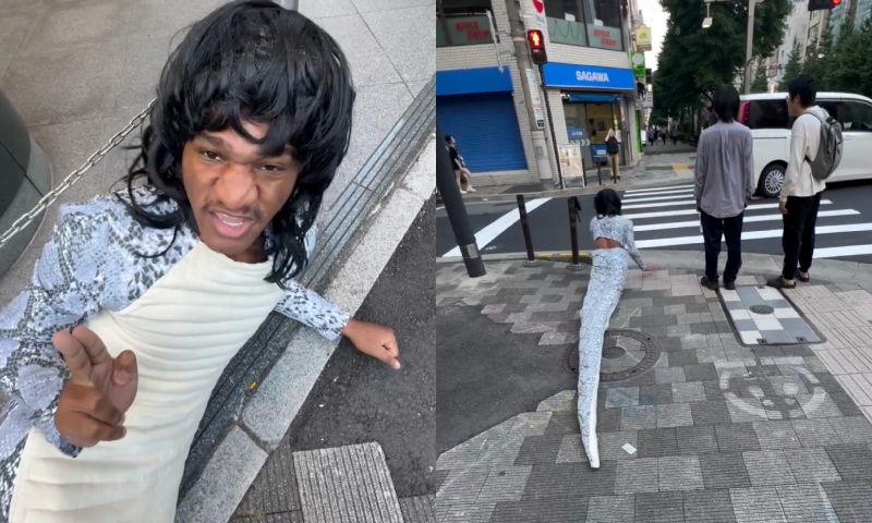 Influenciador brasileiro se identifica como cobra e rasteja pelas ruas no Japão: “Eu sou discípulo da OrochiMara!”