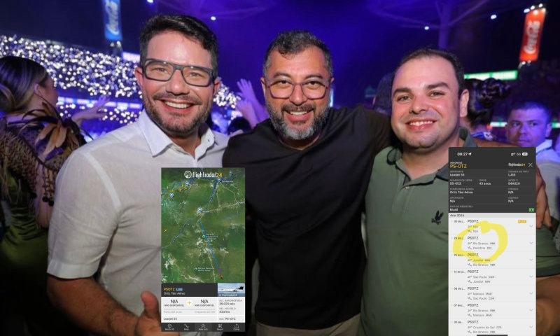 ‘Rota do boi, luxo e impunidade’: Gladson Cameli usa jatinho do Governo para curtir com Wilson Lima e Roberto Cidade em Parintins