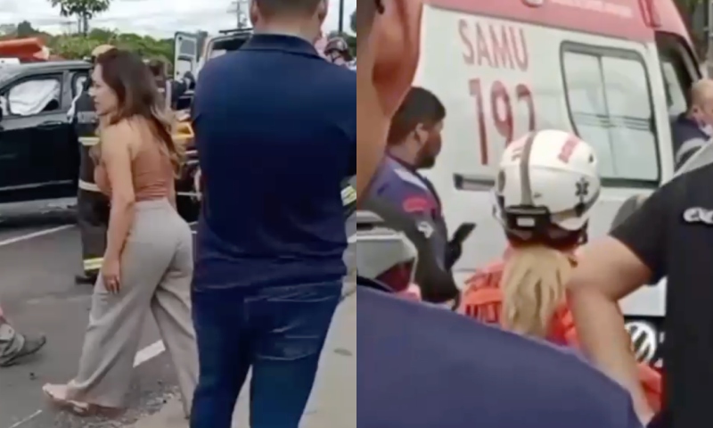 Gravemente feridas: veja momento em que vítimas de acidente na Ponta Negra são retiradas das ferragens; veja vídeos