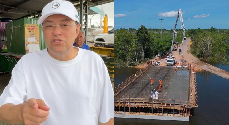 Eduardo Braga celebra avanço nas obras da ponte sobre o rio Curuçá: “Tá saindo do papel e virando realidade!”; veja vídeo