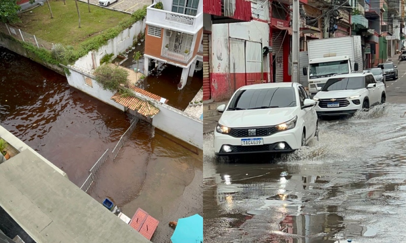Rio Negro ultrapassa cota de inundação severa e ruas do Centro de Manaus ficam alagadas; veja vídeo