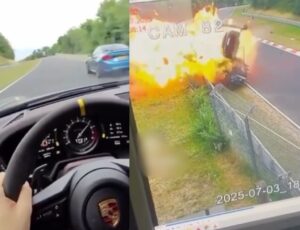 Tudo filmado: acidente envolvendo Porsche e BMW termina em explosão no circuito de Nürburgring; vídeo