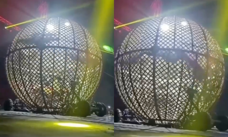 Vídeo chocante mostra momento em que motoqueiros sofrem acidente no Globo da Morte