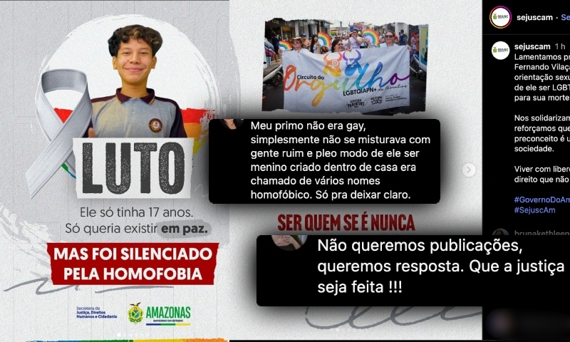 Governo do AM usa morte de estudante e pauta LGBT para se promover, e família rebate: “ele não era gay”