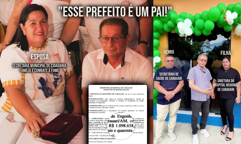 Escândalo: prefeito Airton Siqueira transforma Saúde de Carauari em “negócio de família”; veja